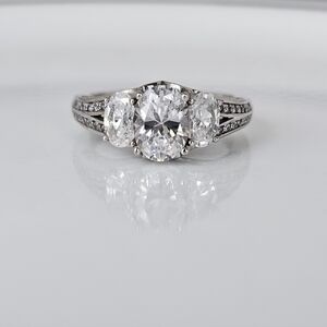 Sparkling Diamonique Epiphany Sterling Silver With Platinum Overlay Sz 7!